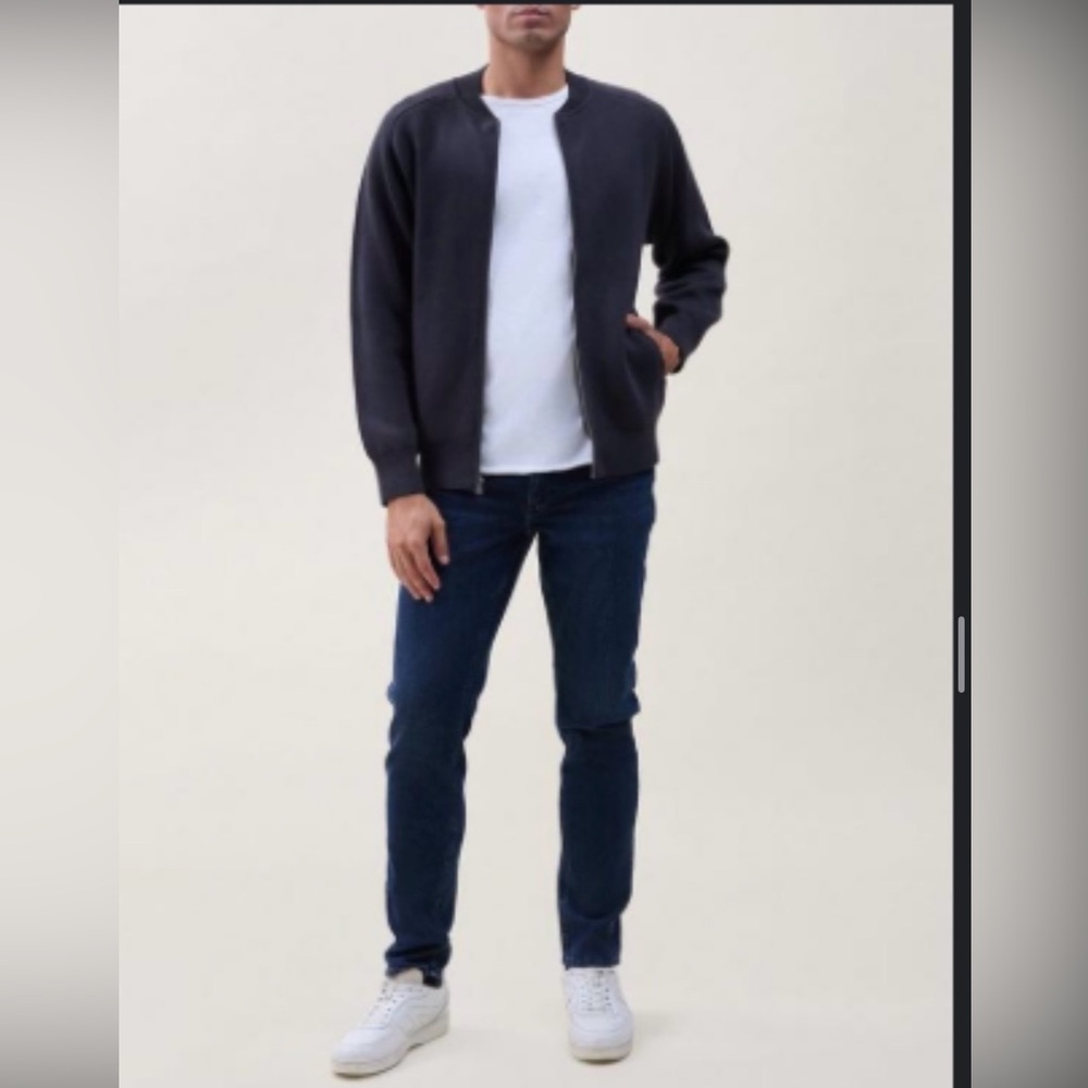 rag & bone Men's Dark Grey Shawn Zip-Up Sweater